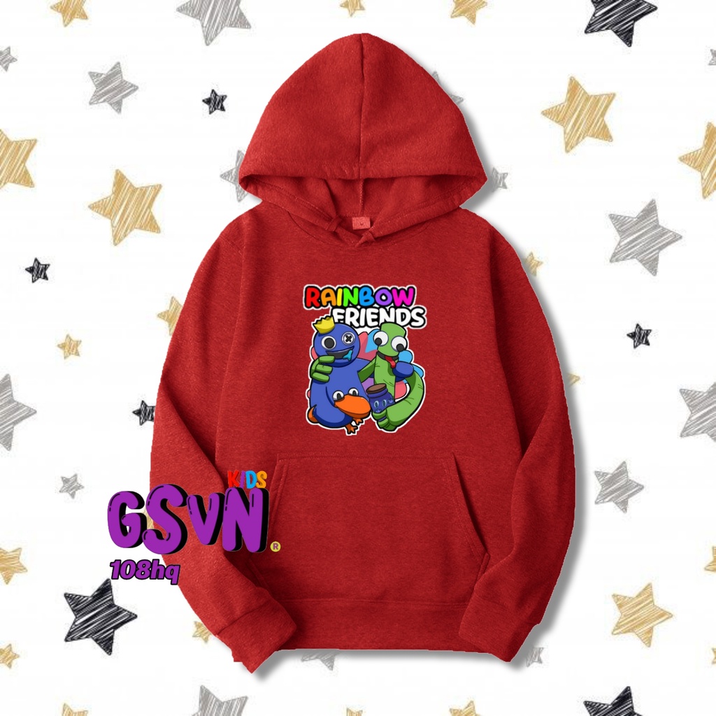 Jaket Anak - Hoodie Sweater Raibow Friends dan Roblox Game Terbaru Rainbow Biru Merah Hijau Oren Ung