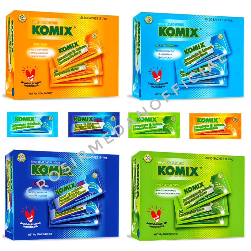 KOMIX perbox  ISI 30 OBAT BATUK CAIR SACHET - BATUK PILEK MELEGAKAN PERNAPASAN