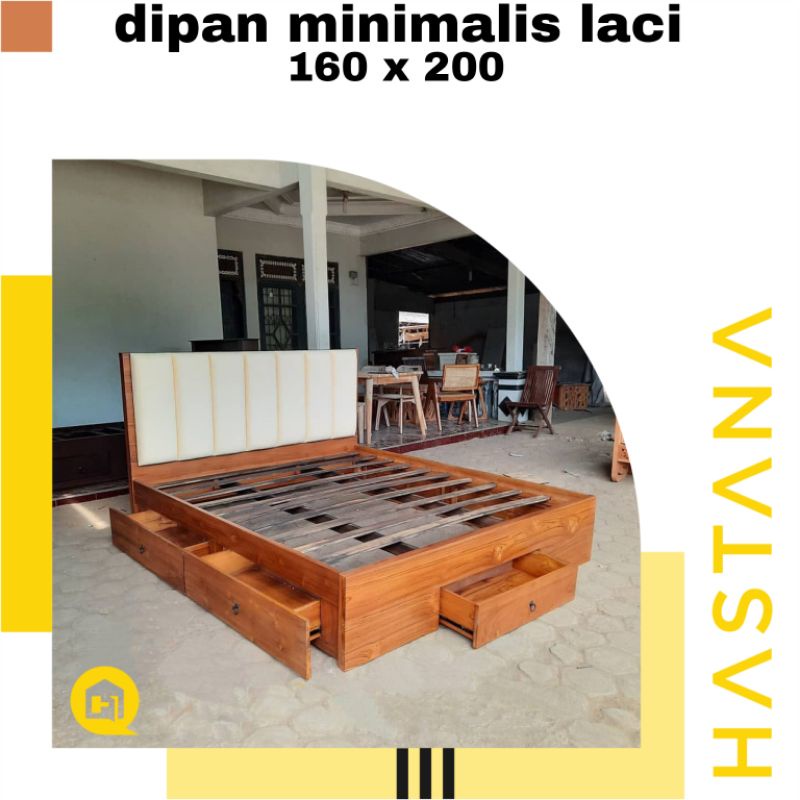 dipan tempattidur minimalis jati , divan laci estetik , dipan laci minimalis modern