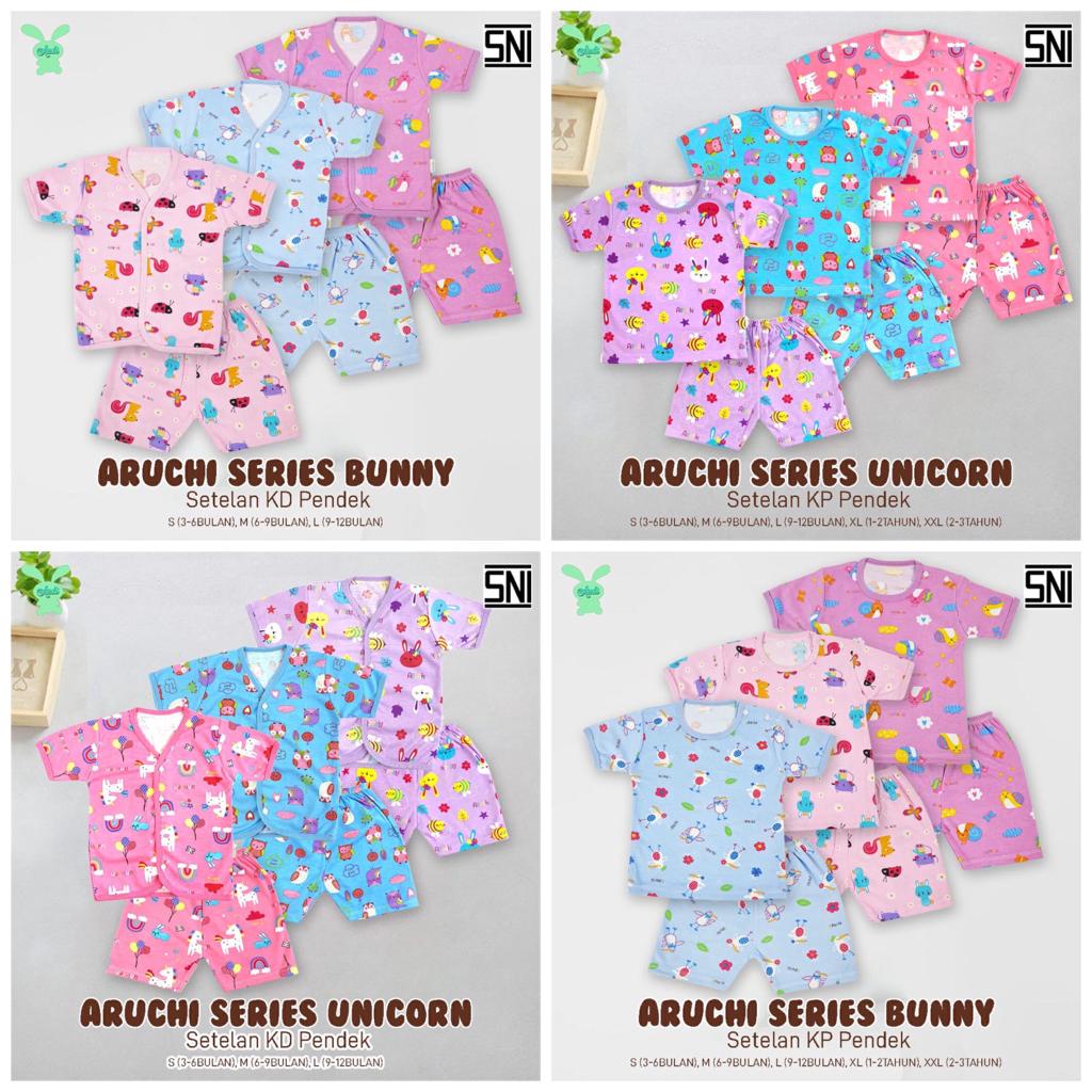 New Stelan pendek BUNNY / UNICORN by Aruchi (3-36 bulan)