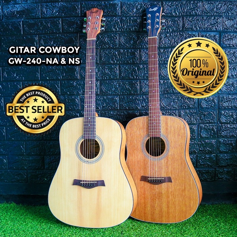 Gitar Akustik dan Elektrik Cowboy Original Lengkap Banyak Seri Banyak Bonus