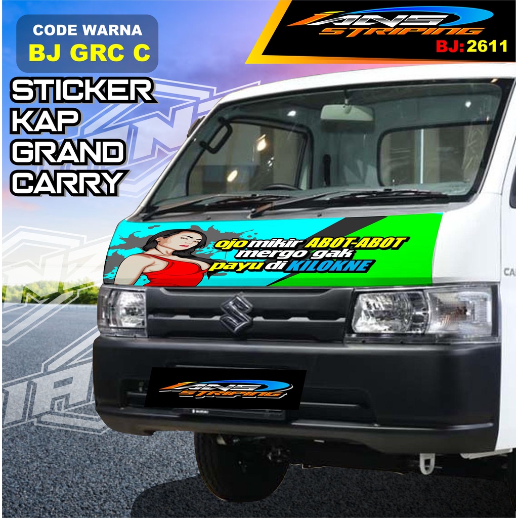 STICKER DECAL KABIN DEPAN MOBIL CARRY / STIKER KAP DEPAN MOBIL GRANMAX PICK UP / STICKER TERBARU L300