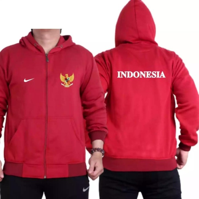 Jaket Hoodie Timnas Indonesia Premium/Jaket Zipper Timnas