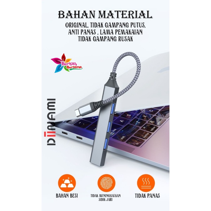 DIINAMI G05 Kabel Adapter USB Hub Type C Cable Multi Port 4 in 1 to USB 3.0 Macbook Air Pro 2020 2021 M1 BB7382