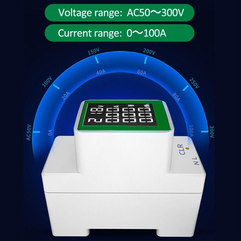 Solighter Din Rail Wattmeter Tester Volt Amp Power Factor Time Energy Voltage Current Monitor Ammeter