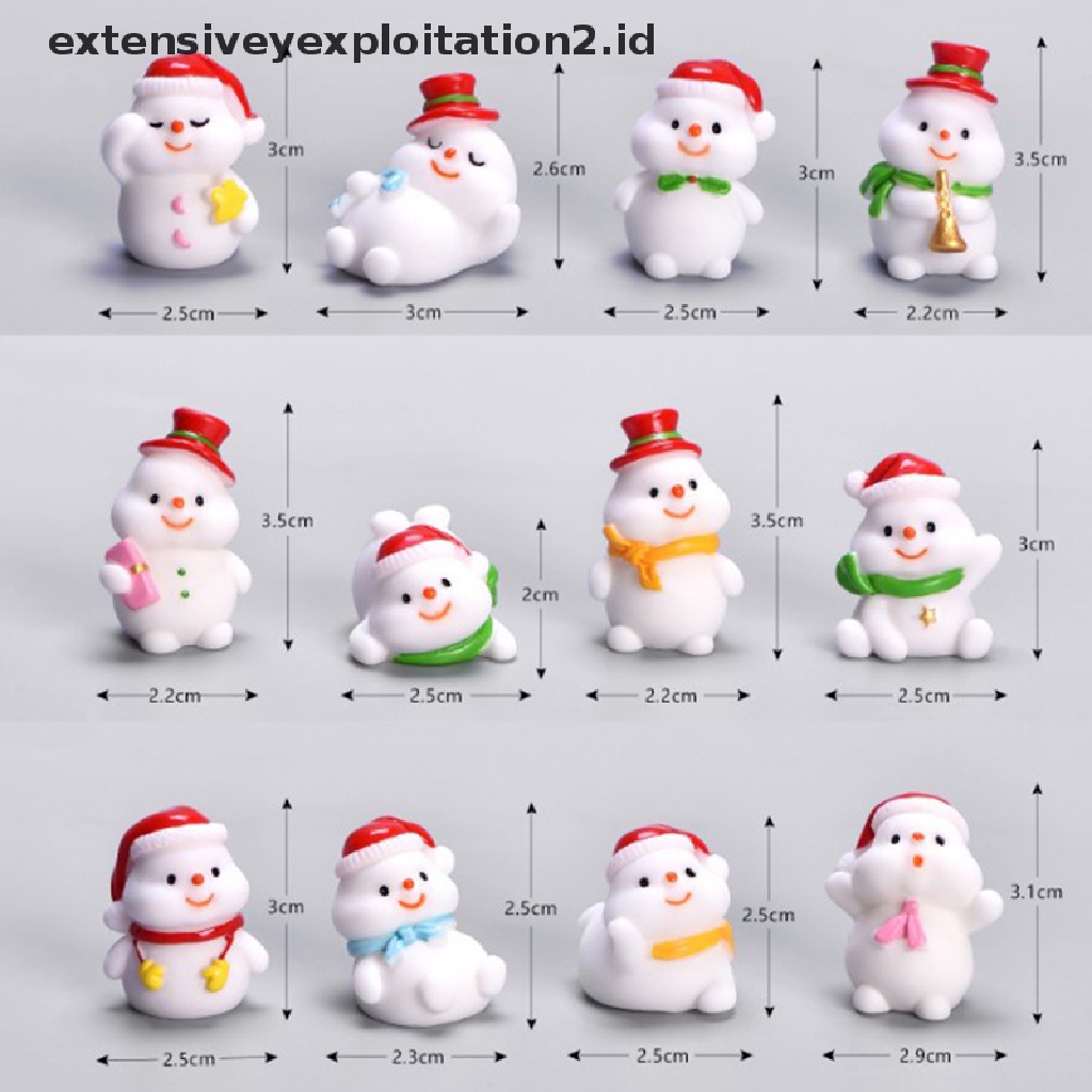 1 Pc Miniatur Figure Snowman Santa Claus Bahan Resin