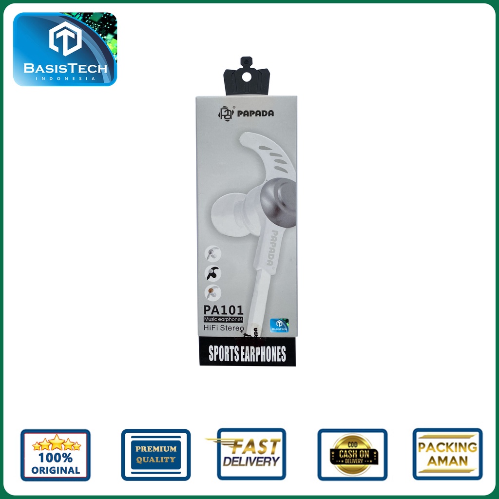 EARPHONE HEADSET HI-FI STEREO SPORTS EARPHONES - PAPADA PA101
