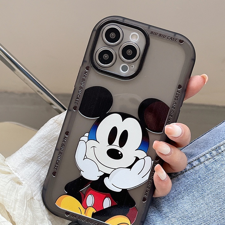 Case Transparan Motif Kartun Kepala Tikus Untuk IPhone 12 13 11 Pro Max X Xs Max Xr Hgb