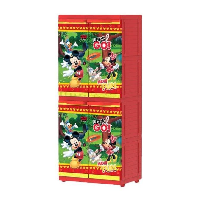 

lemari plastik lemari pakaian mickey mouse Naiba susun 4 stock ready