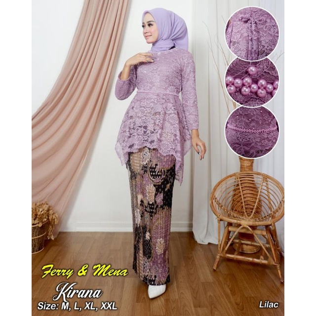 Setelan Kebaya Kirana / Kebaya Brokat Mix Mutiara / Kebaya Brokat Terbaru / Kebaya Pesta