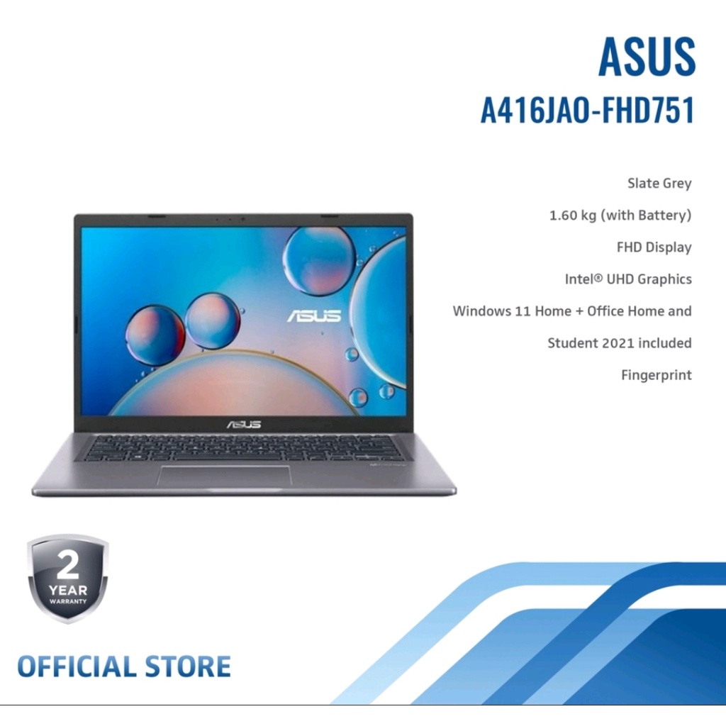 LAPTOP ASUS 14 INCH CORE 17 TYPE ASUS A 416 JAO FHD 751