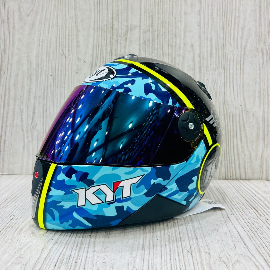 Jual helm kyt full face x rocket blue army / kyt x rocket motif 3 blue