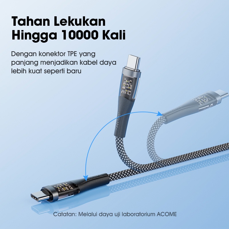 ACOME APD010T Kabel Data PD Type C to Type C 100cm Fast Charging 60 Watt Original - Garansi Resmi 1 Tahun