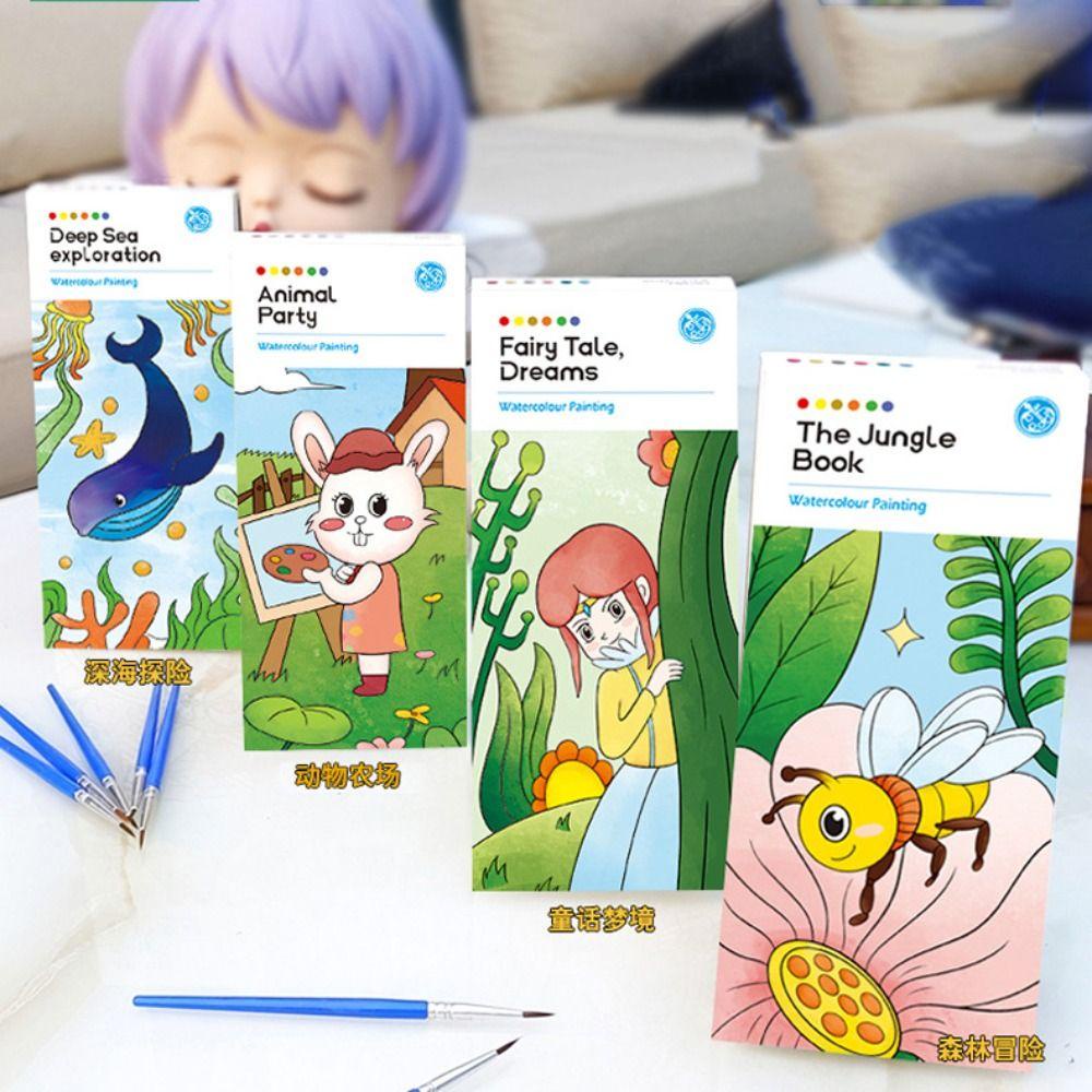 Buku Lukisan Cat Air Saku Atas Portabel Alat Pendidikan Dini Hadiah Mewarnai Buku Lukisan Air