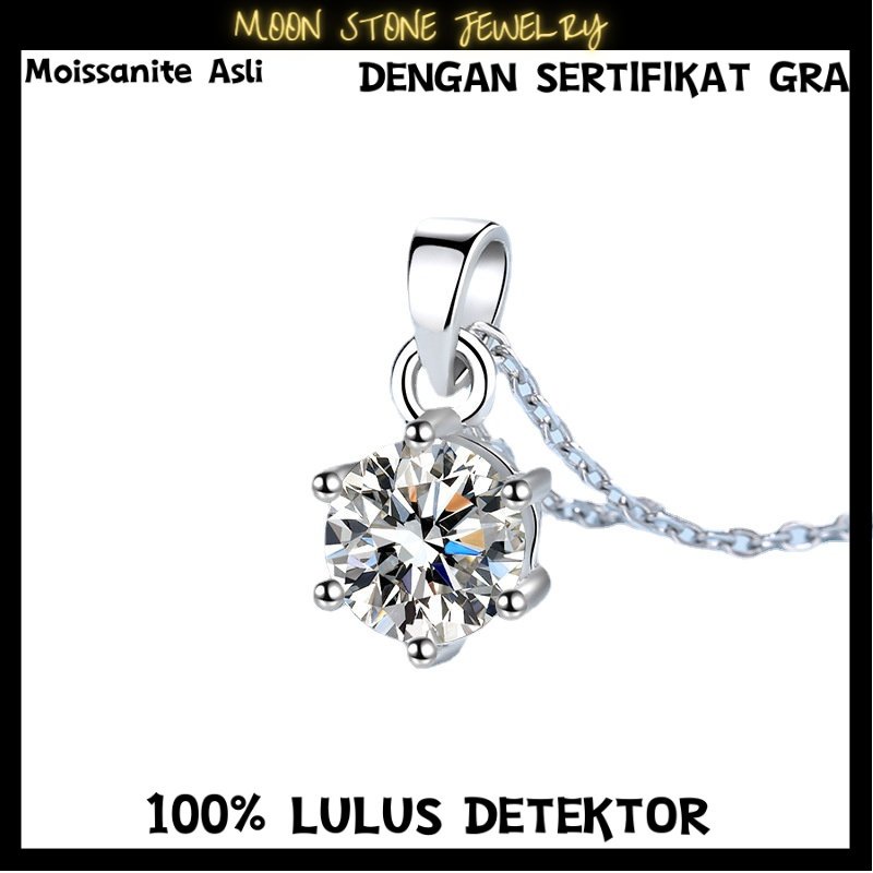 100% asli moissanite, bisa jual kembali toko emas lain⭐ Moon Stone jewelry 1ct/2ct/3ct Klasik Enam C