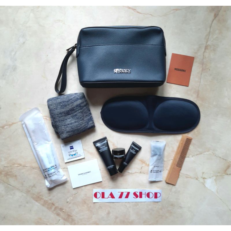 Tas Missoni Saudia Airlines Penerbangan Pesawat Amenity Travel Kit Size Original Unisex Kosmetik