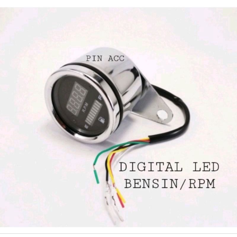 Speedometer Fuel Meter 2in1 Digital Rpm Plus Amper Bensin Digital LED Universal motor/mobil dill