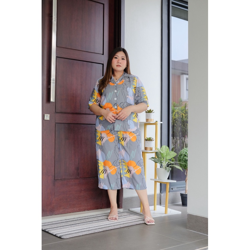 BIGWELL SETELAN 7/8 MOTIF - BIGWELL SETELAN WANITA BIGSIZE - BIGWELL SETELAN JUMBO