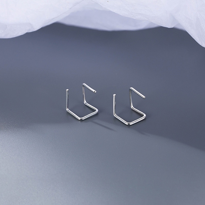 Papaozhu Punk s925 Perak 3D Kubus Garis Geometris Stud Anting-Anting Untuk Wanita Perempuan Keren Fashion Ditindik Anting-Anting Bergaya Telinga Perhiasan