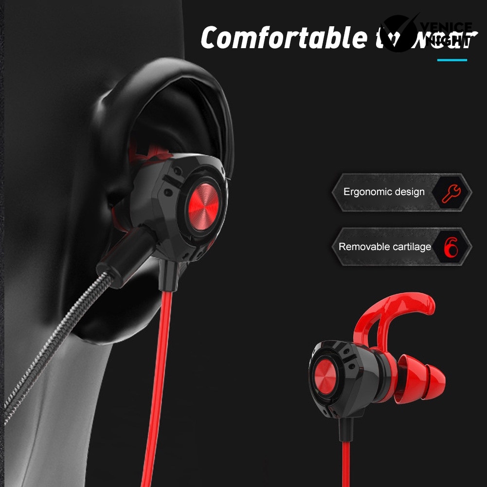 (VNEP) (Berkabel) G22 3.5mm Plug In-ear Gaming Earphone Headphone Dinamis dengan Mikrofon