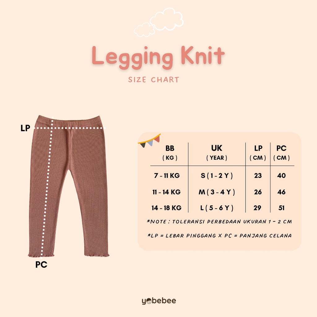 Yobebee Celana Legging Knit Panjang Anak Perempuan Usia 2 3 4 6 Tahun Bawahan Kids Pants Kaos Knit Salur Strech Melar Model Casual Santai Girls Anak Bayi Cewek