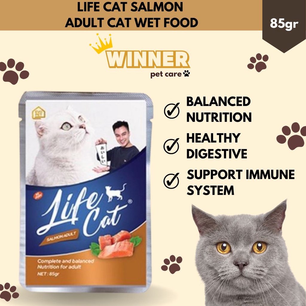 Life Cat Salmon Adult Cat Wet Food Pouch 85gr