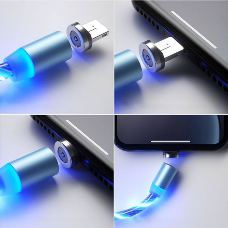 Kabel Data / Charger USB Dengan Lampu LED Luminous + Magnet Untuk IPhone / IPad