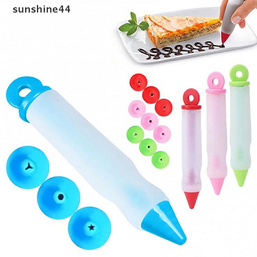 Sunshine 1Pc Pen Icing Piping 4 Kepala Bahan Silikon Untuk Dekorasi Kue