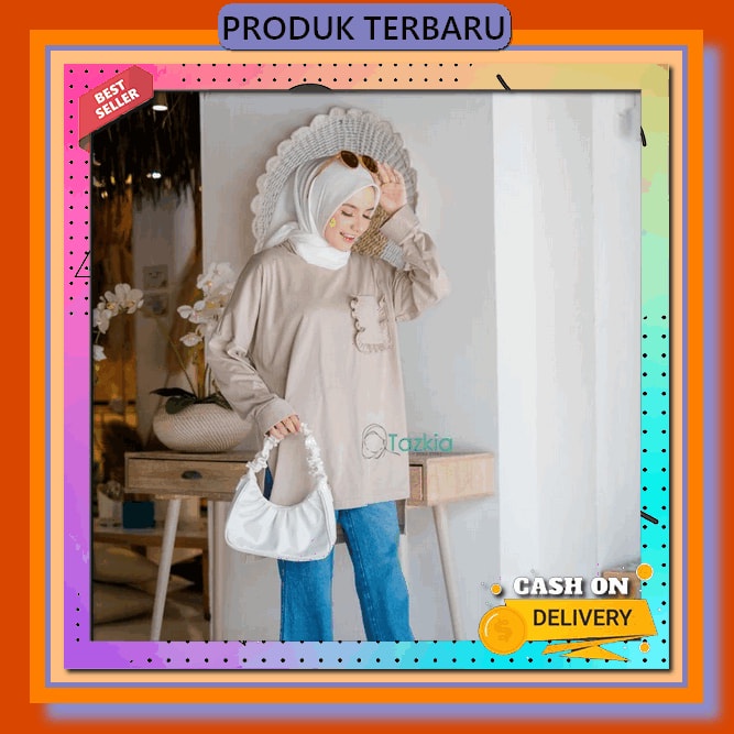 Alan Tunik Atasan Long Tunik Kerja Ootd Kantoran Polos Basic Terlaris | Baju Atasan Long Tunic Wanit
