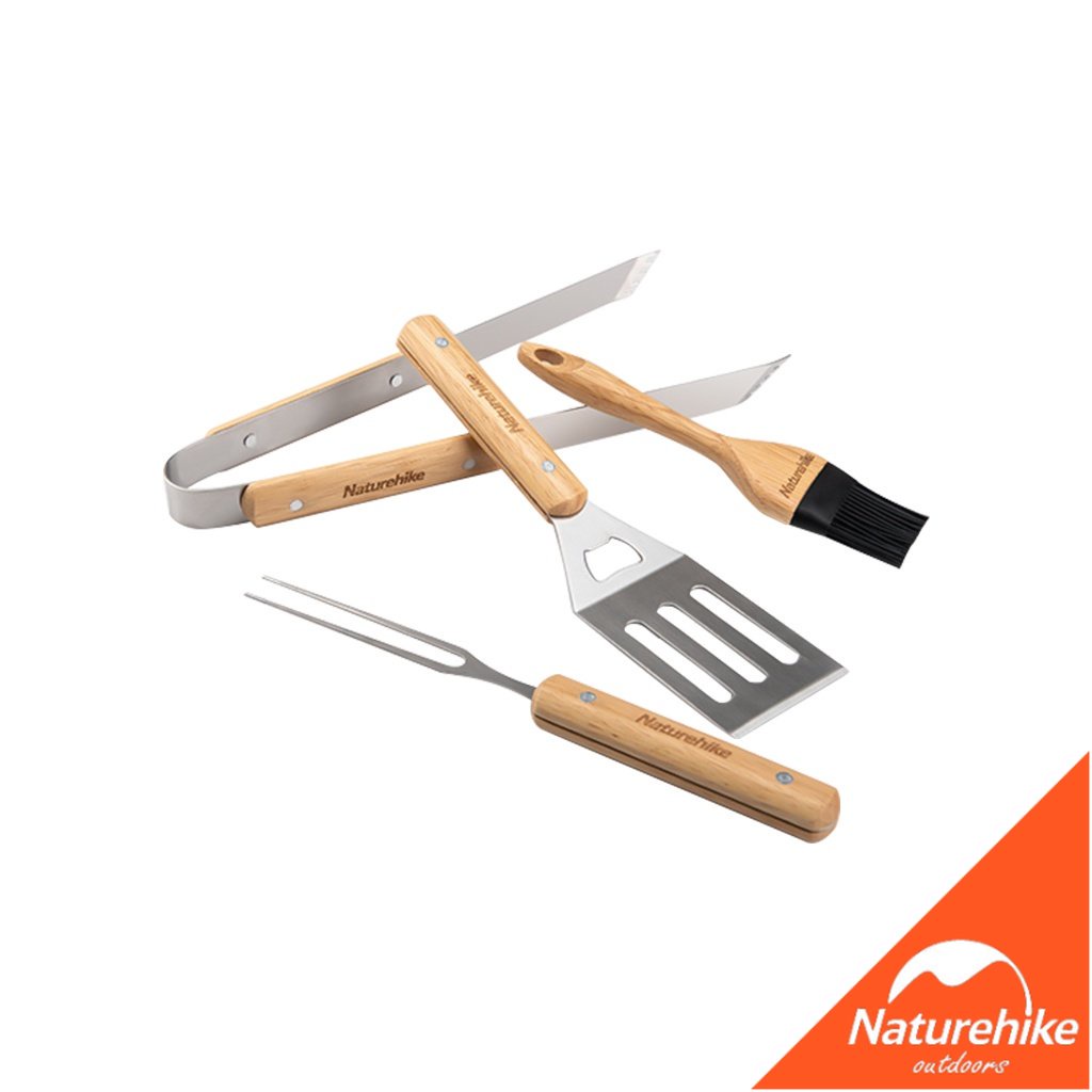 Naturehike NH20SK007 Alat Panggang Barbeque Accessories Tool Set BBQ Campitan Kuas Sutel Camping