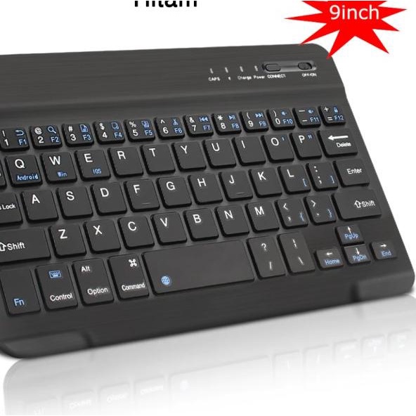Wireless Slim Keyboard 9 inch Bluetooth iPad Tab Android Mac - Hanya Keyboard, 9inch Hitam