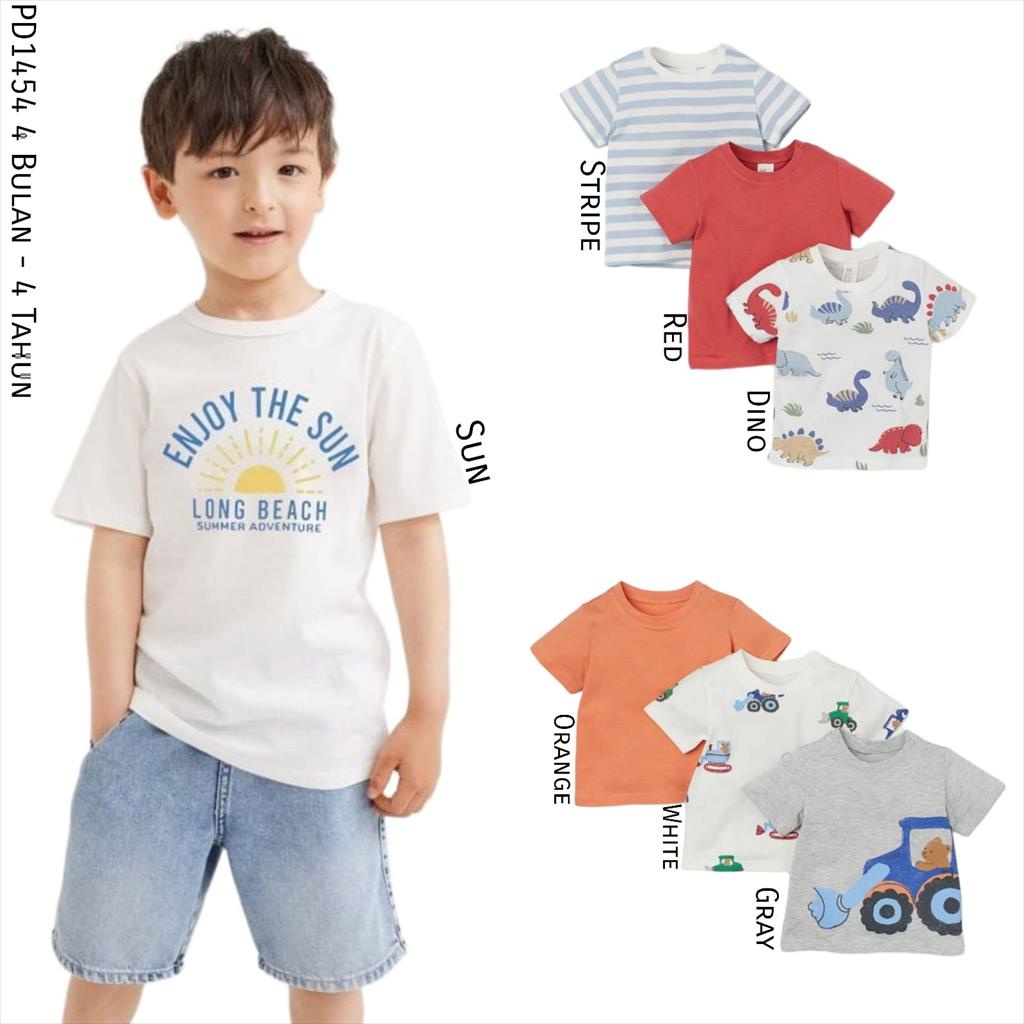 PD1454 Hm Tee Kaos Anak Lengan Pendek Baby Anak Cowok Laki Laki Sun Dino