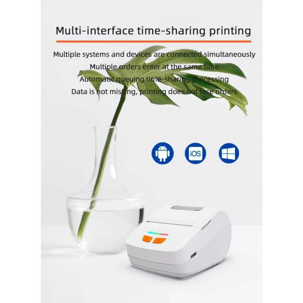 Printer Bluetooth Mini Thermal Printer Portable POS 58mm  Bisofice PT-230 - 7RPT0YBK