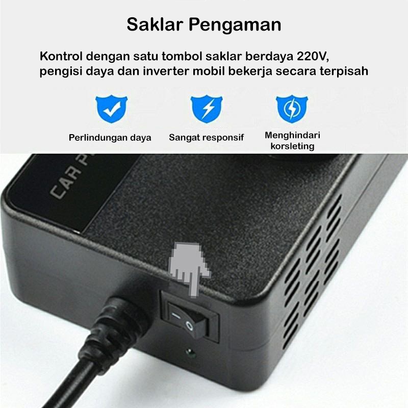 [HH] CAR POWER INVERTER UNIVERSAL MULTI-FUNCTION DC 12V &amp; 24V TO AC 220V 200W WITH LCD DISPLAY / INVERTER MOBIL MULTIFUNGSI PLUG &amp; USB CHARGER QC3.0 / 2.4A / TYPE-C