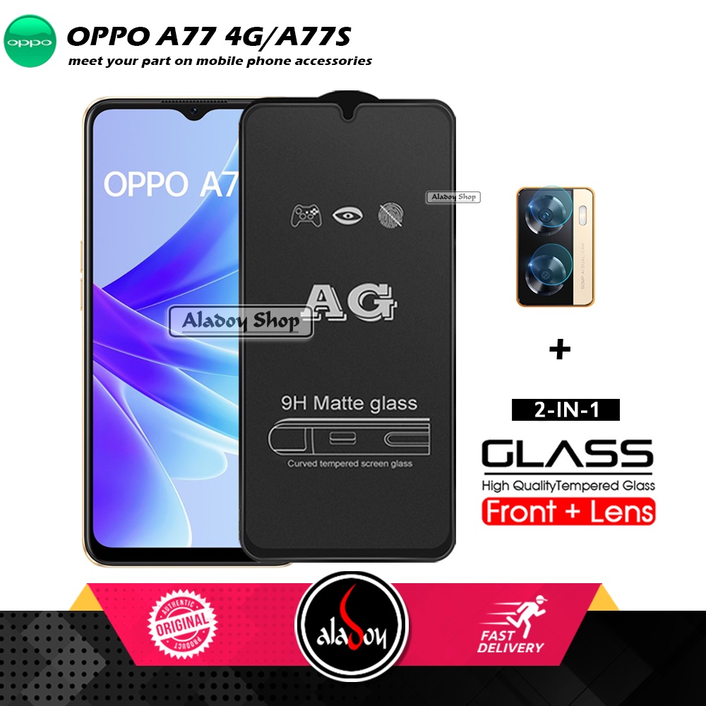 Oppo A77 4G/A77S PAKET 2IN1 Tempered Glass Matte Anti Glare Full Layar dan Tempered Glass Kamera