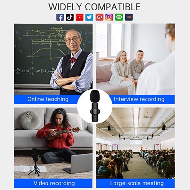 Wireless Microphone Lavalier Iphone Android Audio Video Recording Mic