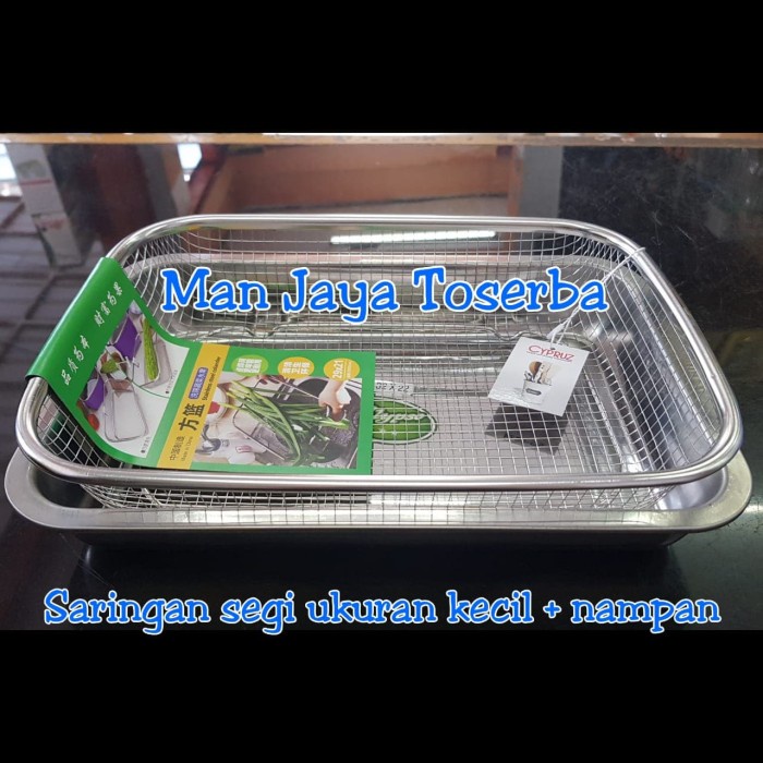 Saringan Segi Ukuran Kecil Dan Nampan Stainless / Tirisan Gorengan