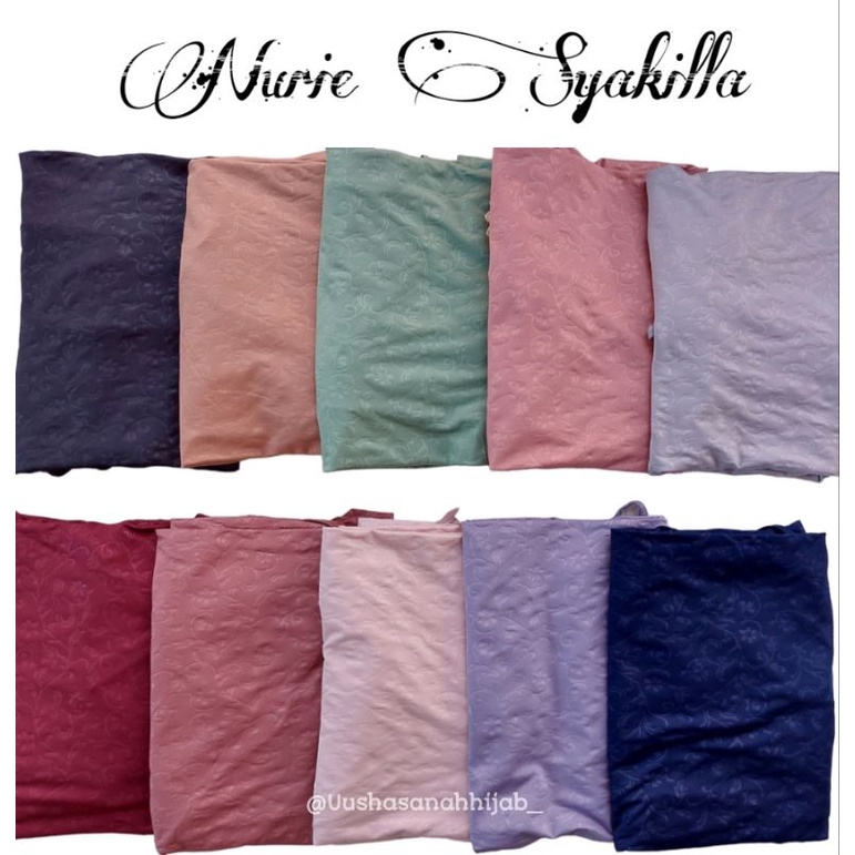 (Ori Nurie) SYAKILLA •jilbab instan jersey embos•bergo jumbo tali renda