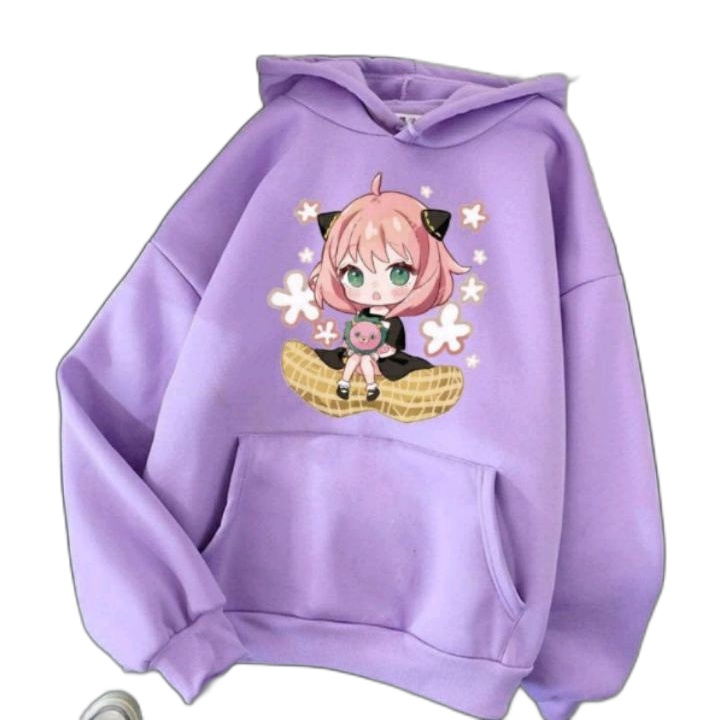 Anime Anya Forger Kacang Sweater Hoodie Wanita Switer Hodie Katun fleece Perempuan Dewasa Size S-XL