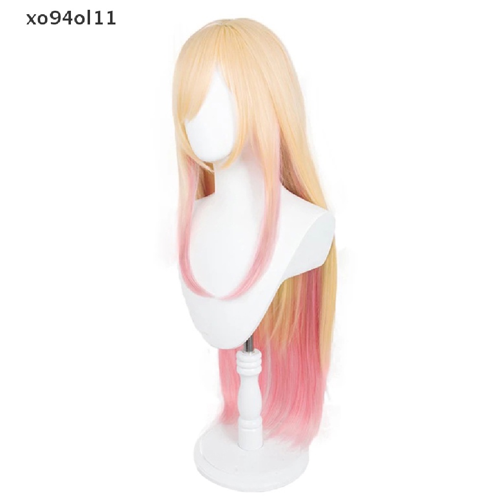 Rambut Palsu Cosplay Model Panjang 80cm Warna Gradasi Pink Kuning Tahan Panas