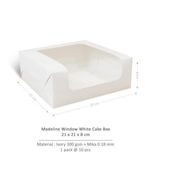 

[Digipack] Madeline Window White Cake Box 21 x 21 x 8 | Dus Kue