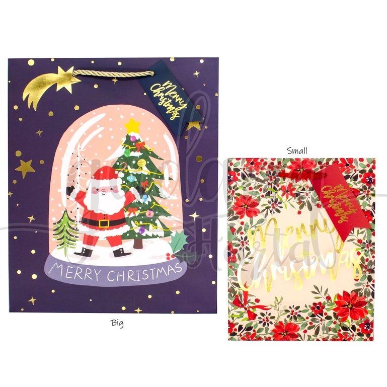 Paper Bag Natal Premium Goodie Bag Merry Christmas Tree Globe Snow GH 507116