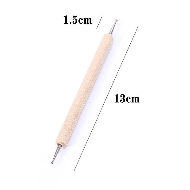 Dotting Tools Nail Art Kuku Lukis Kutek Gel Pen Wood Acrylic Titik isi 5 Dotting and Painting Nail Art Tools