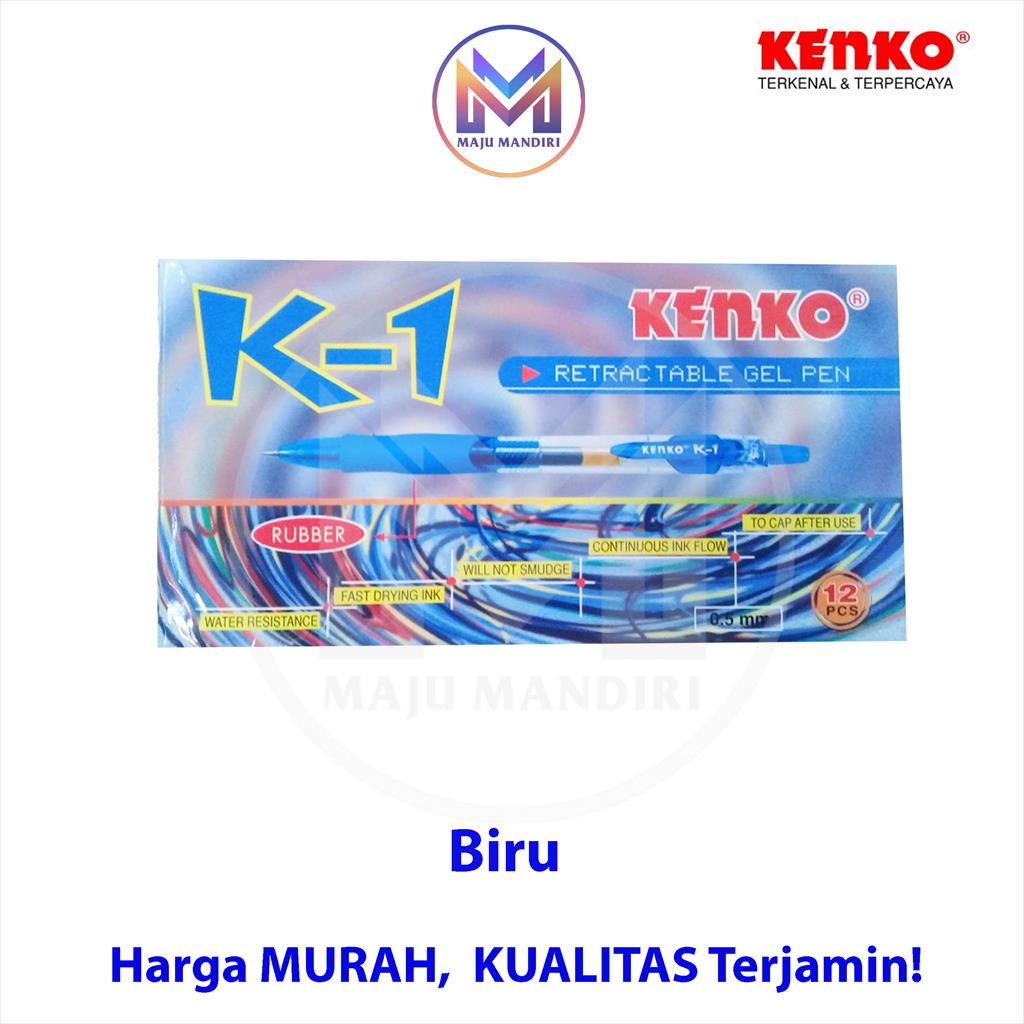 

mdn Pen Gel Kenko K1 Cetek / Pulpen Cair K-1 Hitam - Biru