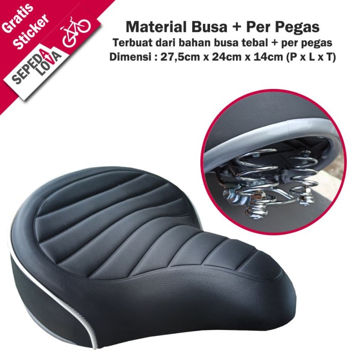 Jok Sadel Sepeda Saddle Busa Besar Lebar Dengan Per Pegas Genio