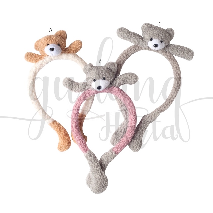 Bando Small Eyes Bear With Legs Hairband Motif Beruang Mata Besar Bandana Simple GH 211143