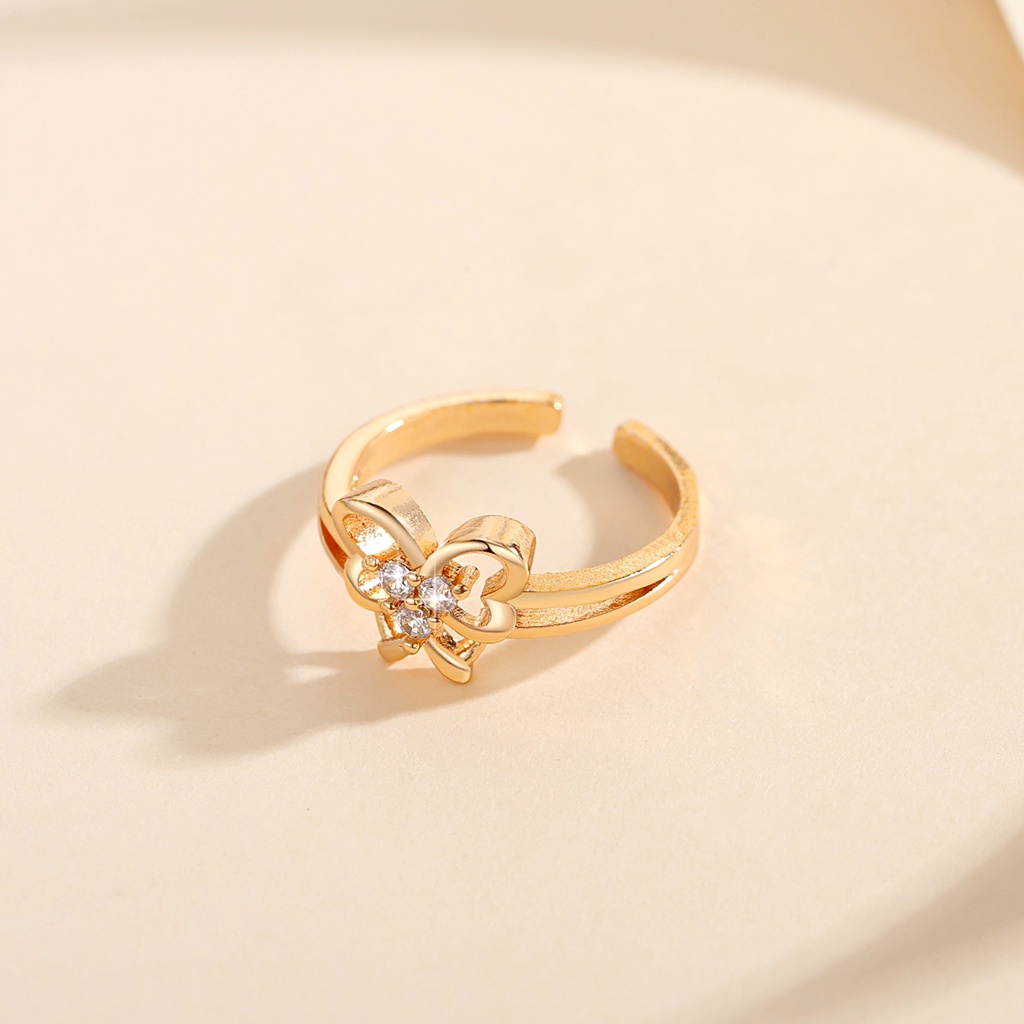 Y867 【COD】Cincin Terbuka Anak Titanium Kristal Lapis Emas Perhiasan Cocok Untuk Anak Usia 1-10 Tahun