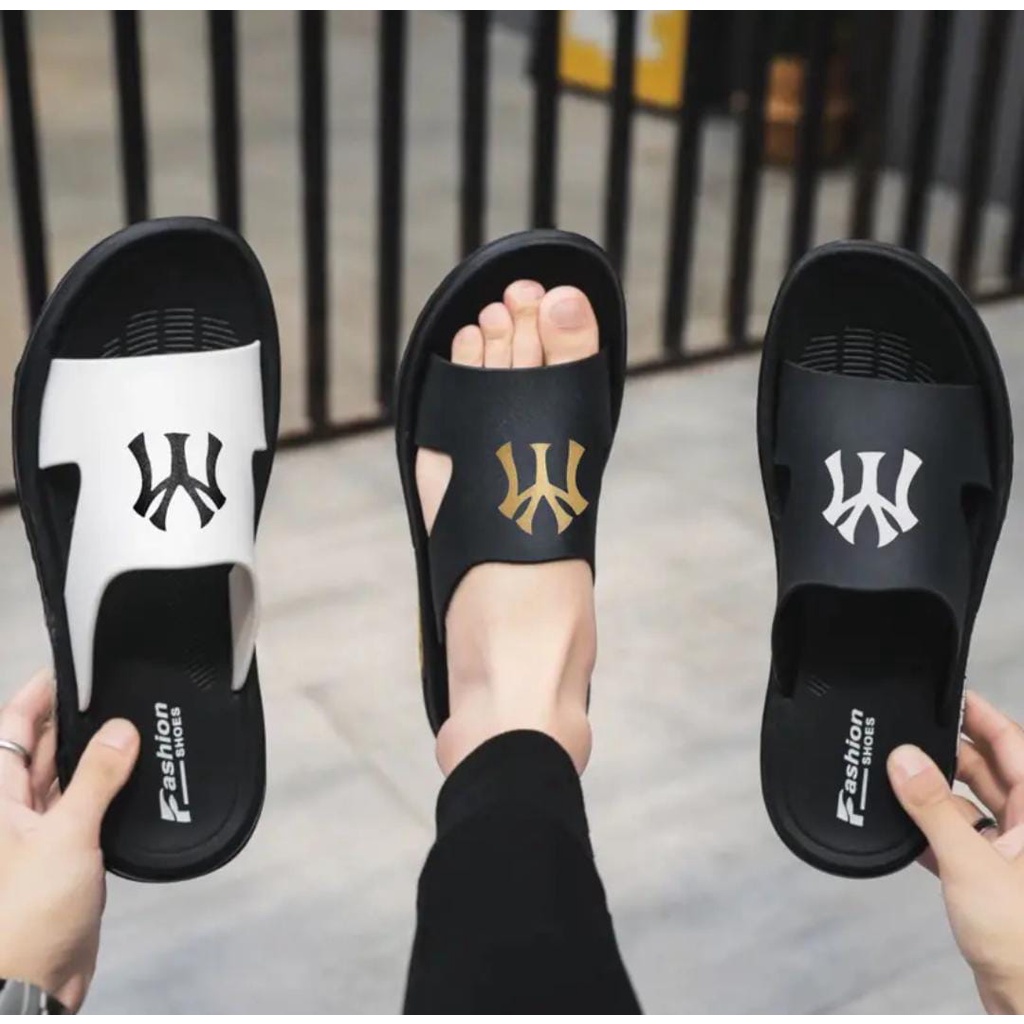 sandal pria slop leather sintetis premium kekinian viral
