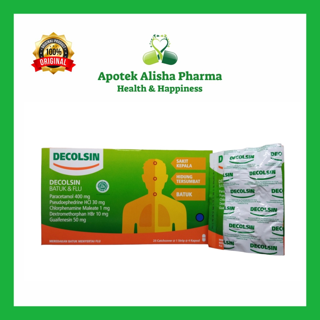 Decolsin Kapsul(Strip 4Kapsul)-Dekolsin Kapsul Obat Batuk/Flu/Pilek/Panas/Demam Dewasa