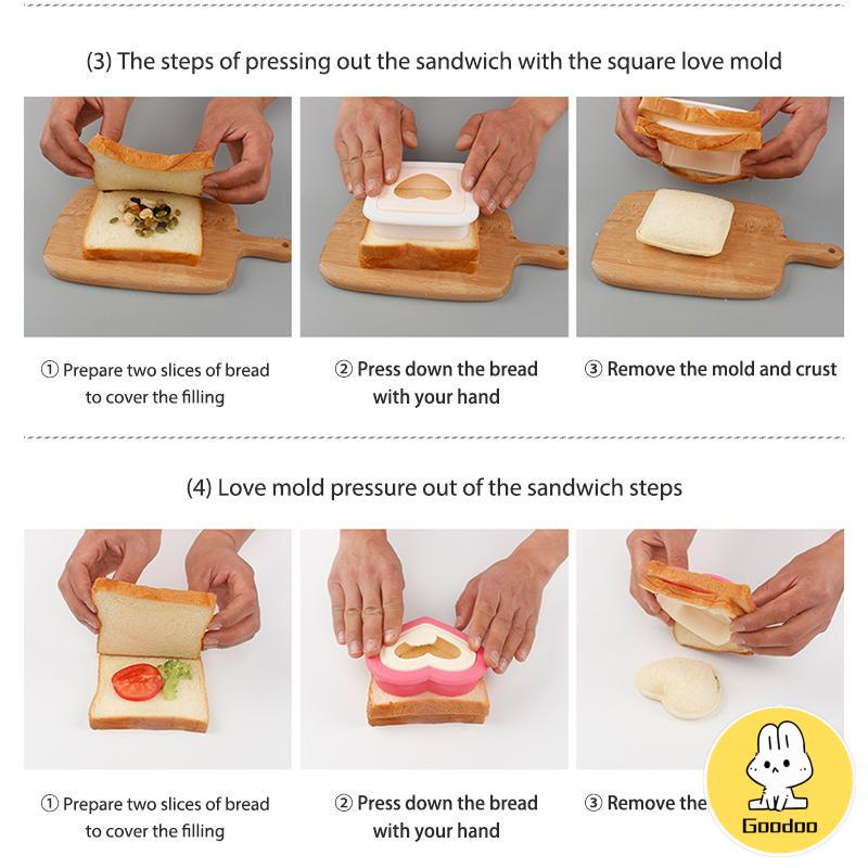 1Pcs/Set DIY Cetakan Pemotong Roti Biskuit Sandwich Bentuk Kartun Lucu Beruang Kelinci Untuk Dapur -Doo